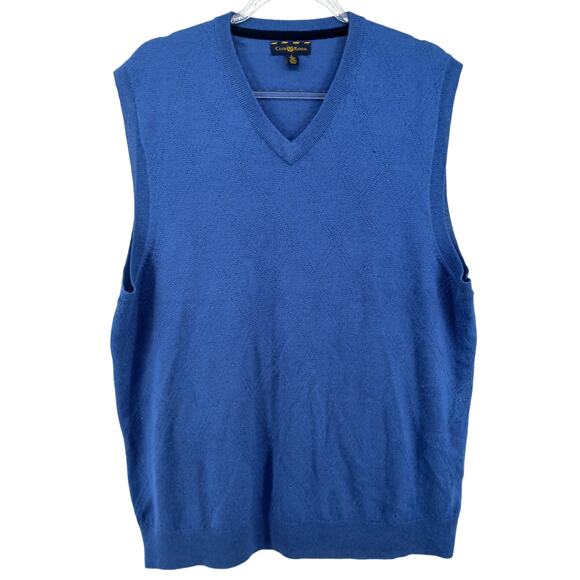 Club Room Blue Merino Wool Pull Over Sweater Vest Mens LG Old Money Minimalist - Picture 1 of 7